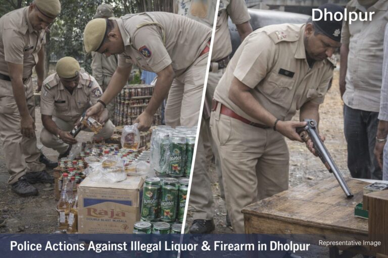 धौलपुर में अवैध गतिविधियों पर पुलिस की दोहरी कार्रवाई, अवैध शराब और हथियार के साथ दो आरोपी गिरफ्तार