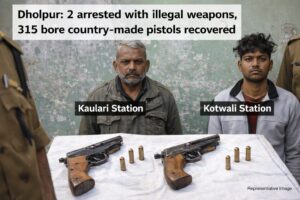 धौलपुर में अवैध हथियारों के खिलाफ कार्रवाई, दो थाना क्षेत्रों से 2 आरोपी गिरफ्तार