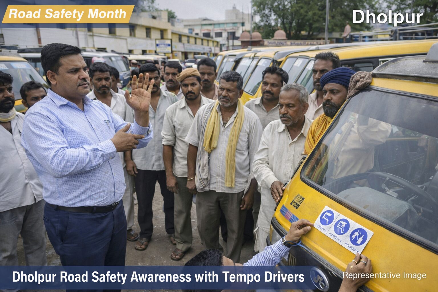 राष्ट्रीय सड़क सुरक्षा माह: धौलपुर में टेंपो चालकों के साथ समझाइश अभियान, परमिट क्षेत्र में संचालन के निर्देश