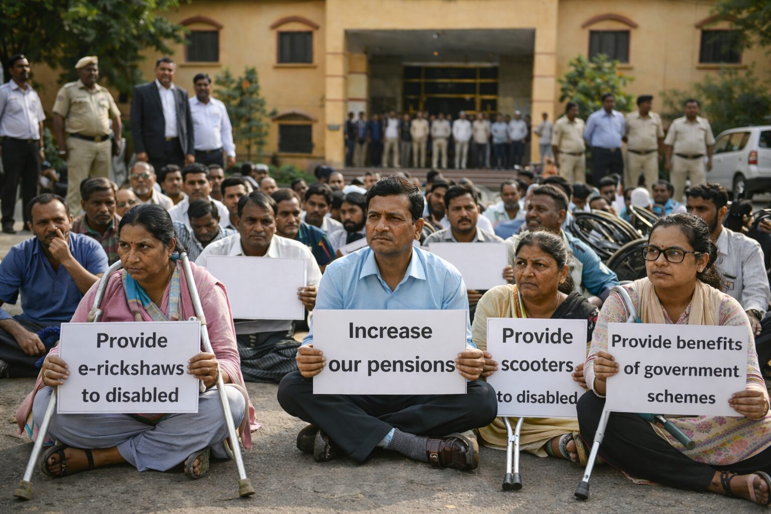 Dholpur News: दिव्यांगजनों का कलेक्ट्रेट के बाहर धरना, योजनाओं के लाभ की मांग