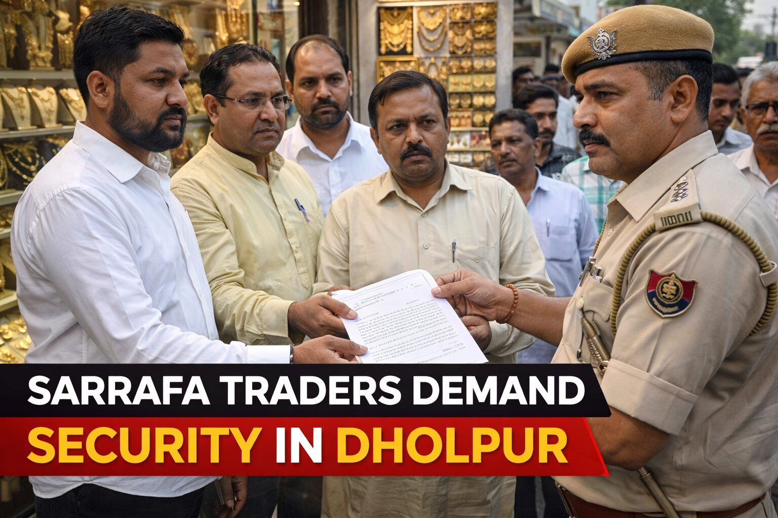 धौलपुर के सर्राफा व्यापारियों ने एसपी को सौंपा ज्ञापन, सुरक्षा और भयमुक्त व्यापार की मांग