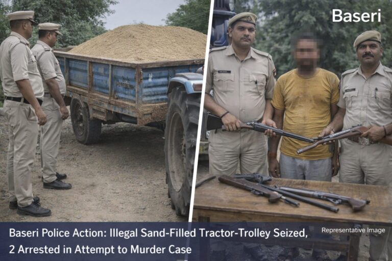 बसेड़ी पुलिस की बड़ी कार्रवाई: अवैध बजरी से भरी ट्रैक्टर-ट्रॉली जब्त, हत्या के प्रयास मामले में 2 आरोपी गिरफ्तार
