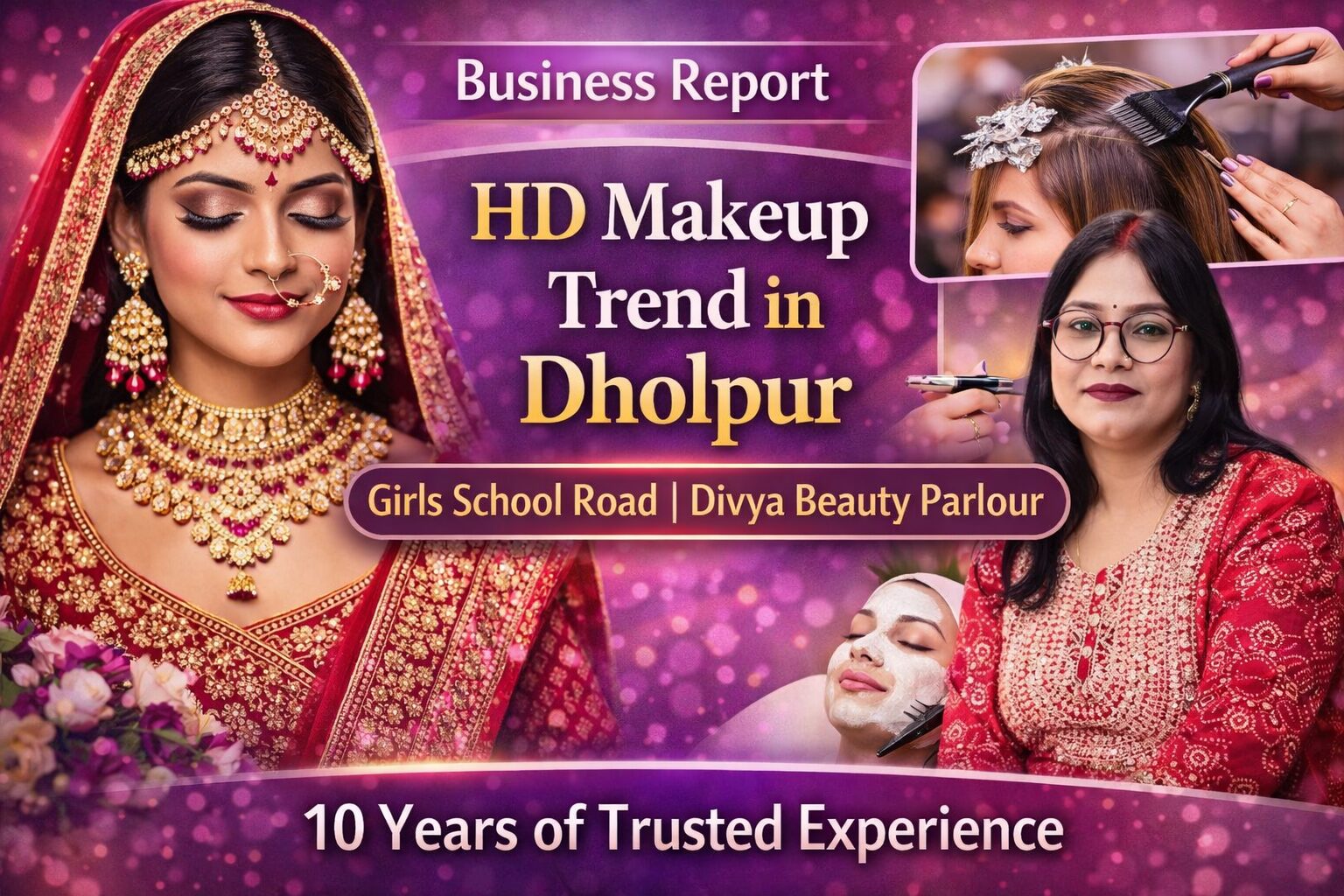 Divya Beauty Parlour Dholpur owner Poonam Parashar with HD Bridal Makeup, Hair Styling and Facial Services at Girls School Road Rajasthan