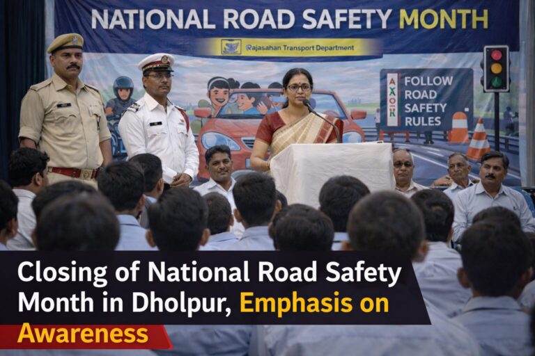 धौलपुर में राष्ट्रीय सड़क सुरक्षा माह का समापन, कलेक्टर बोले– जागरूकता अभियान जारी रहेगा